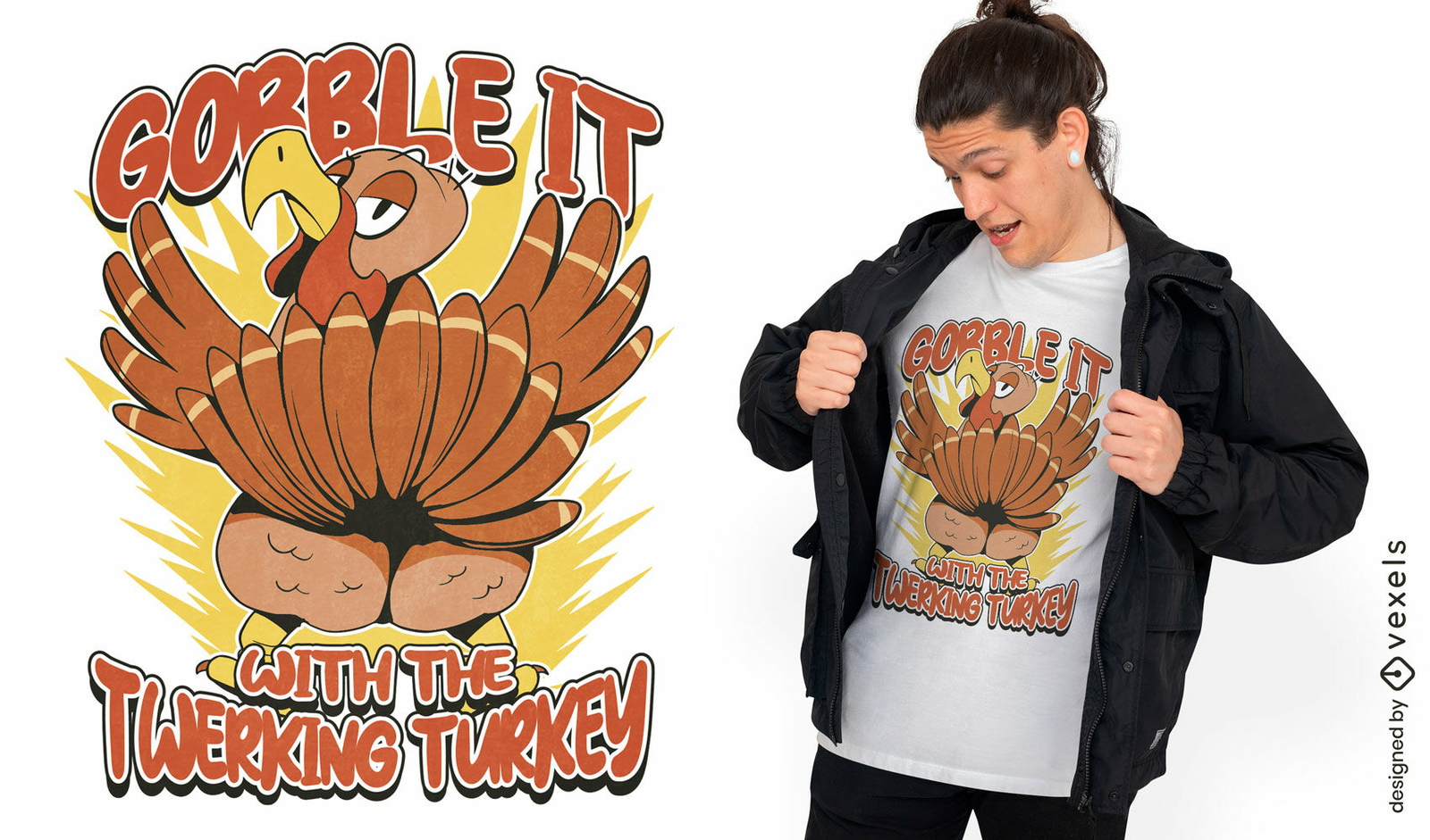 Twerking Turkey T-Shirt Design Vector Download regarding Turkey Shirt Template