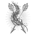 Two Indian Arrows And Bird Feather Tattoo With Indian Arrow Feather Printable Template