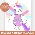 Unicorn Turkey   Etsy In Unicorn Turkey Disguise Template Printable