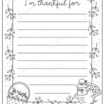 Vector Black White Thanksgiving Card Thankful Line Vertical Letter With Regard To Turkey Letter Template