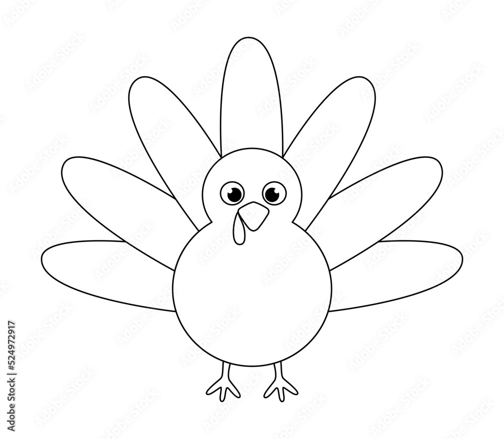 Vector Illustration Of Thanksgiving Turkey Isolated On White for Turkey Outline Template
