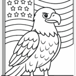 Veterans Day Bald Eagle With Flag Coloring Page (Free Pdf&Png With Veteran Eagle Feather Template