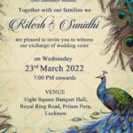 Vintage Peacock Theme Wedding Invitation Card With Feather Motif Pertaining To Peacock Feather Wedding Card Template
