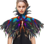 Vzqi Handmade Natural Feather Cape – Adjustable Satin Ribbon In Cape Feather Template