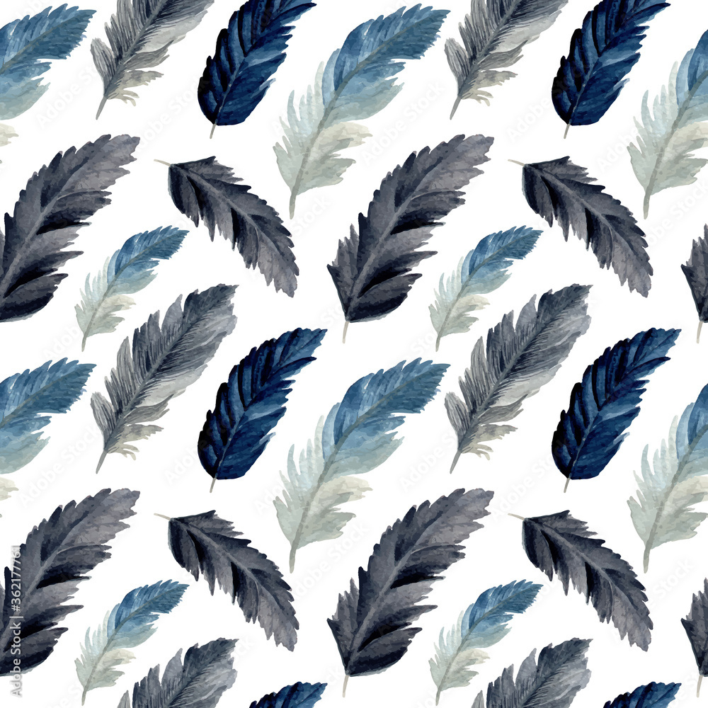 Watercolor Feather Seamless Pattern. Feather Pattern For pertaining to Fabric Feather Template