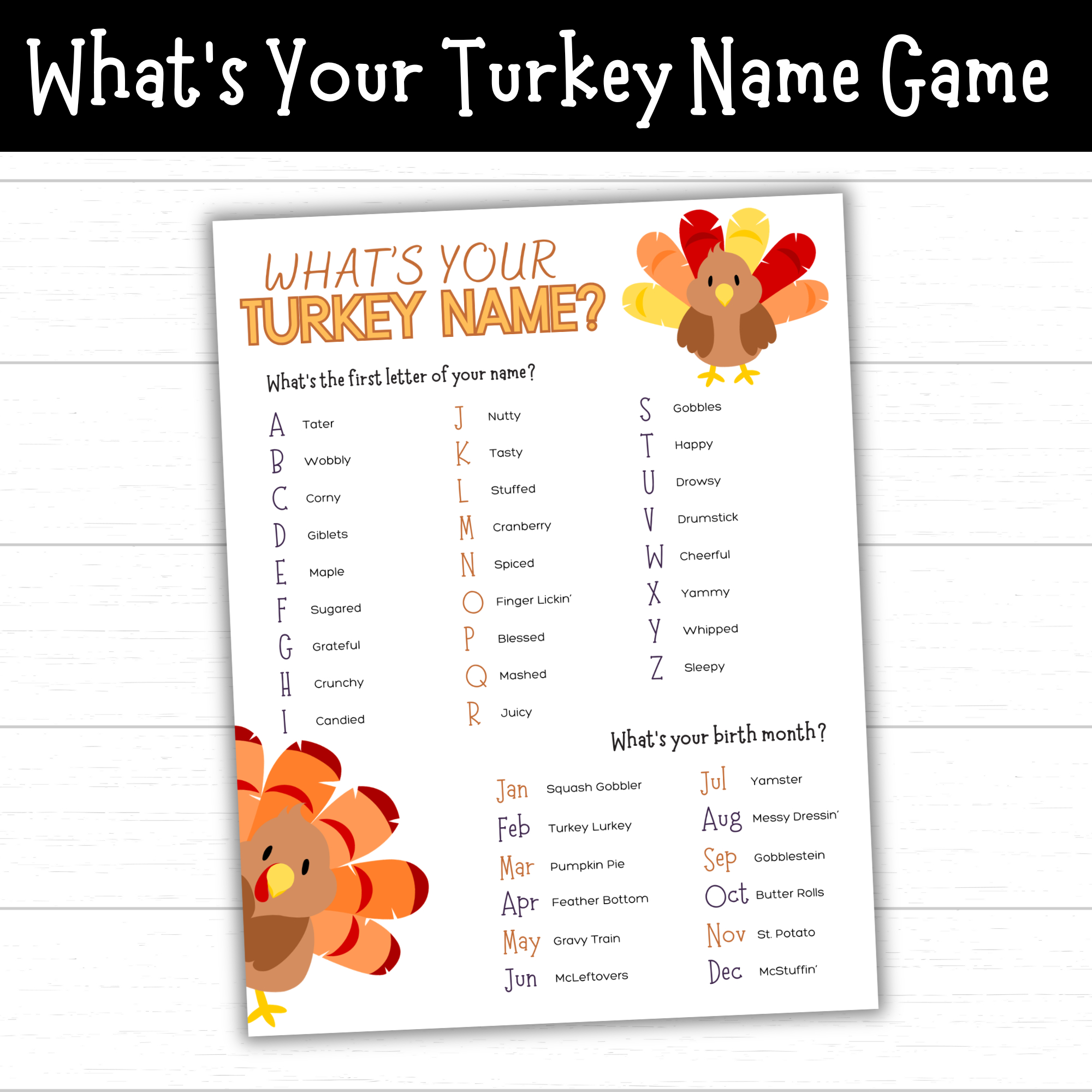 What&amp;#039;S Your Turkey Name Game - Mom. Wife. Busy Life. with regard to Turkey Name Template