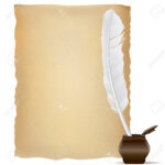 White Feather Pen And Old Papyrus. Vector Illustration Royalty With Regard To Feather And Papyrus Template