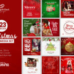 123 Merry Christmas Social Media Canva Template With Regard To Christmas Social Media Template
