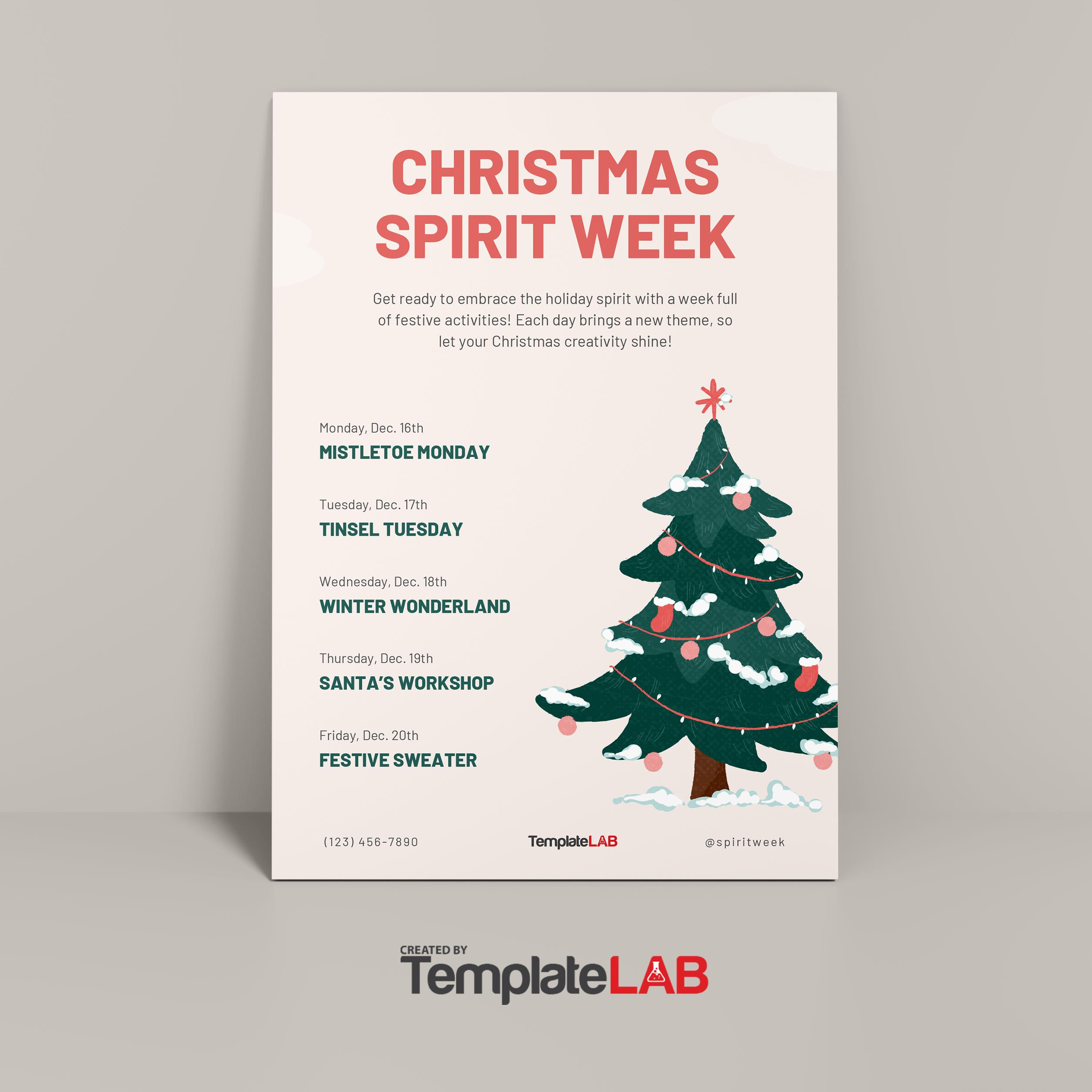 Christmas Spirit Week Flyer Template Free
