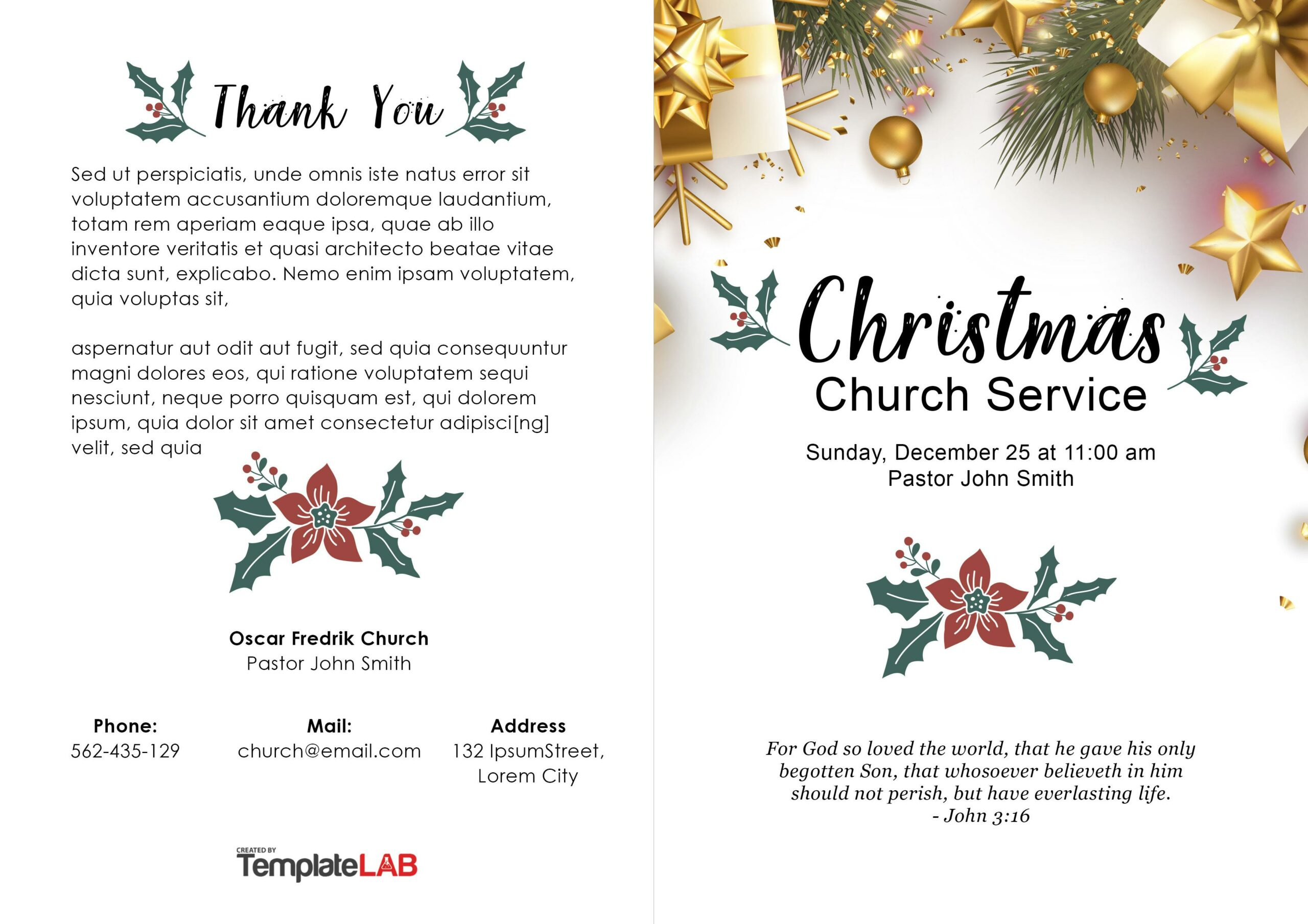 19 Free Church Bulletin Templates (+Church Programs) pertaining to Christmas Program Bulletin Template