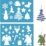 2 Styles Christmas Stencils Jewelry Shape Template Reusable Santa Inside Christmas Ornament Stencil Template