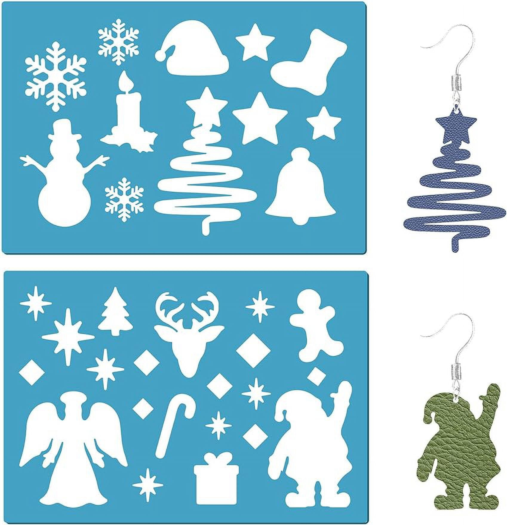 2 Styles Christmas Stencils Jewelry Shape Template Reusable Santa inside Christmas Ornament Stencil Template