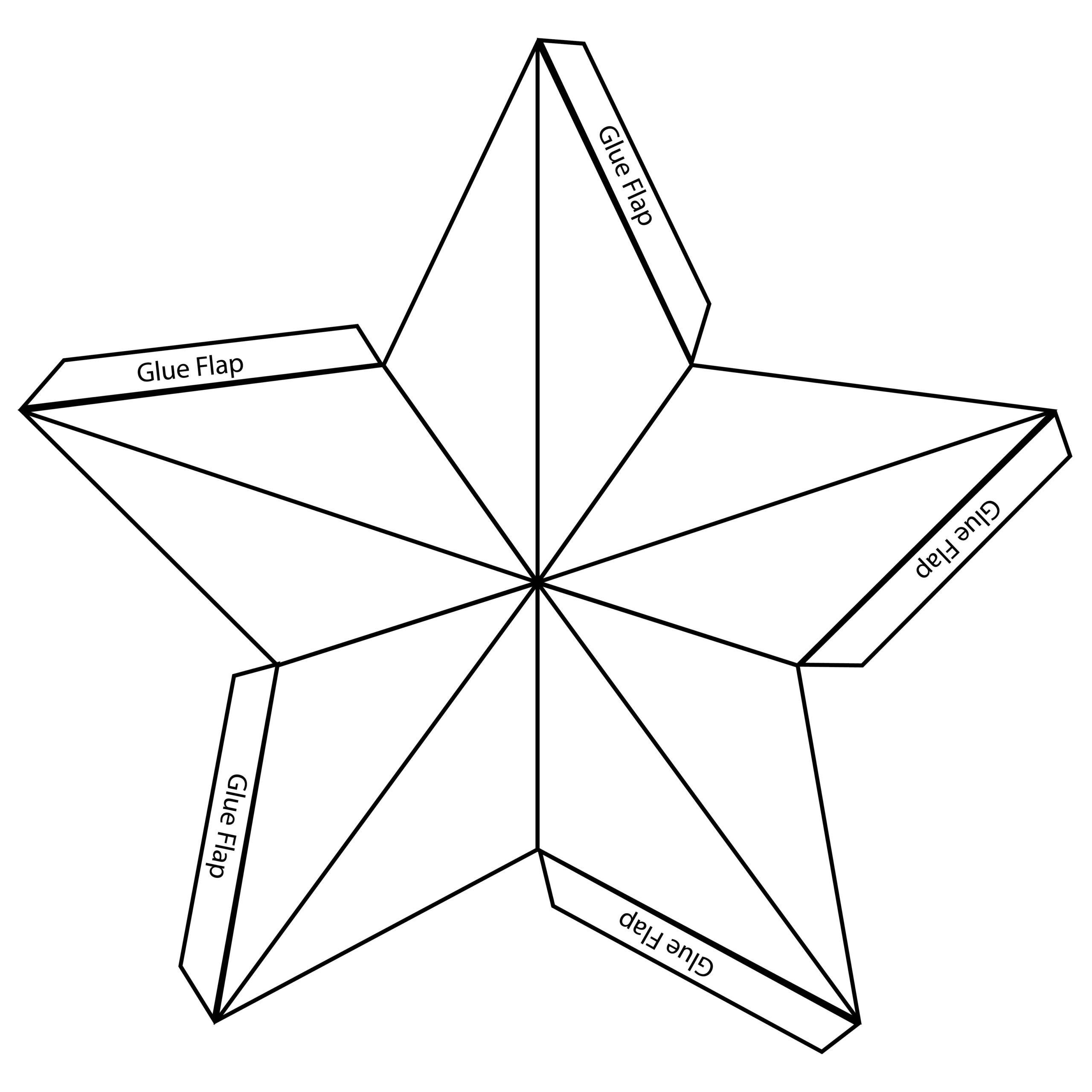 3-D Star Template Printout for Christmas Star Template 3d