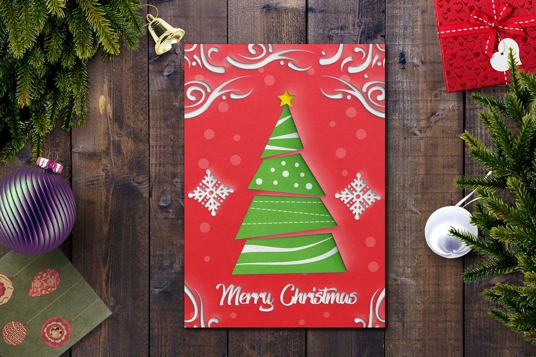 30+ Best Christmas Card Templates For Photoshop | Design Shack with Christmas Ornament Card Template