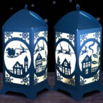 3D Christmas Paper Lantern Svg, Cardstock Christmas Lantern, Santa Inside Christmas Paper Lantern Template