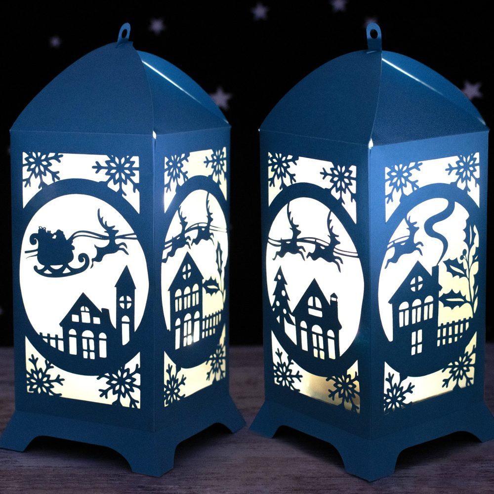 3D Christmas Paper Lantern Svg, Cardstock Christmas Lantern, Santa inside Christmas Paper Lantern Template