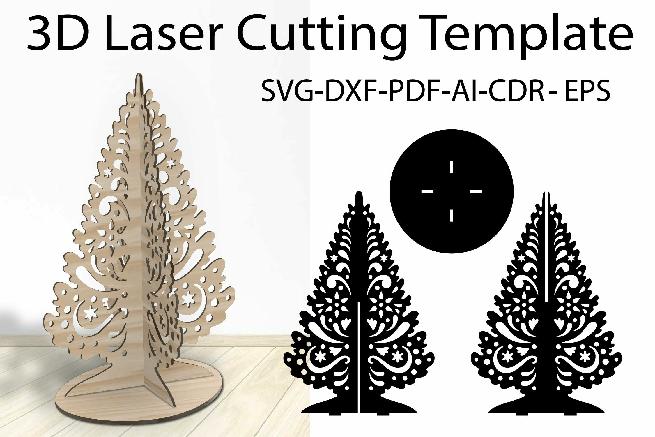 3D Christmas Tree Svg Template For Laser Cutting for Christmas Tree Die Cut Template