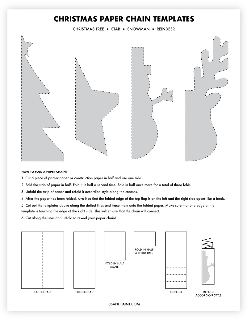 4 Free Printable Christmas Paper Chain Templates - Pjs And Paint in Christmas Paper Template Free