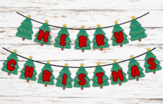 6 Cute Merry Christmas Banners (Free Printables) – Cassie Smallwood throughout Christmas Tree Bunting Template