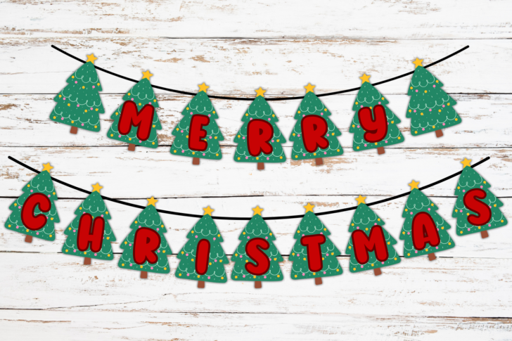 Christmas Tree Bunting Template
