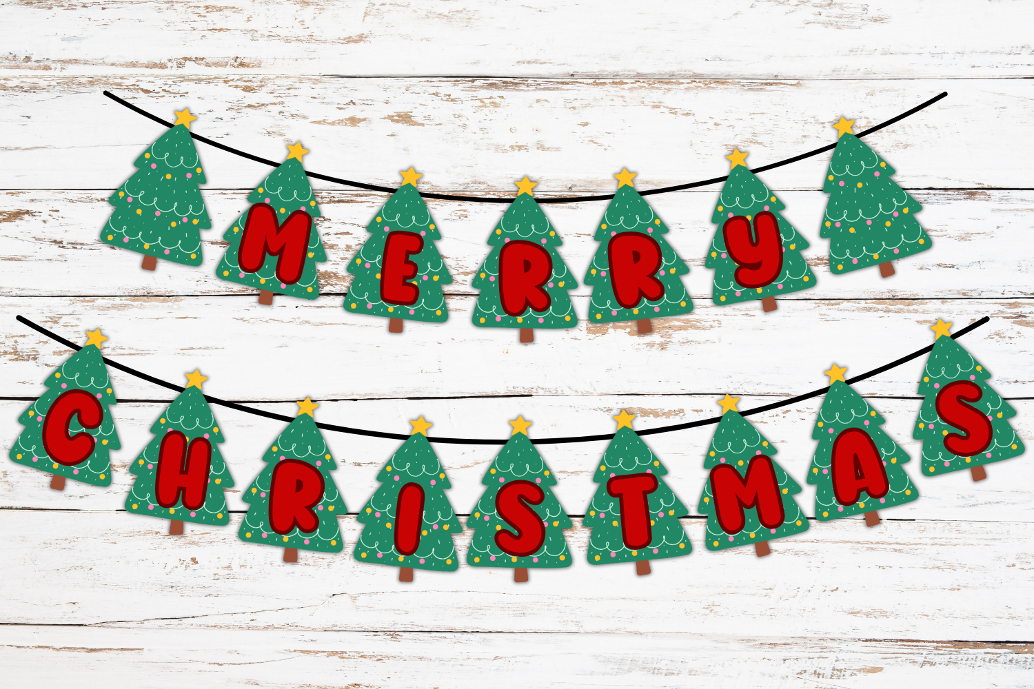 6 Cute Merry Christmas Banners (Free Printables) - Cassie Smallwood throughout Christmas Tree Bunting Template
