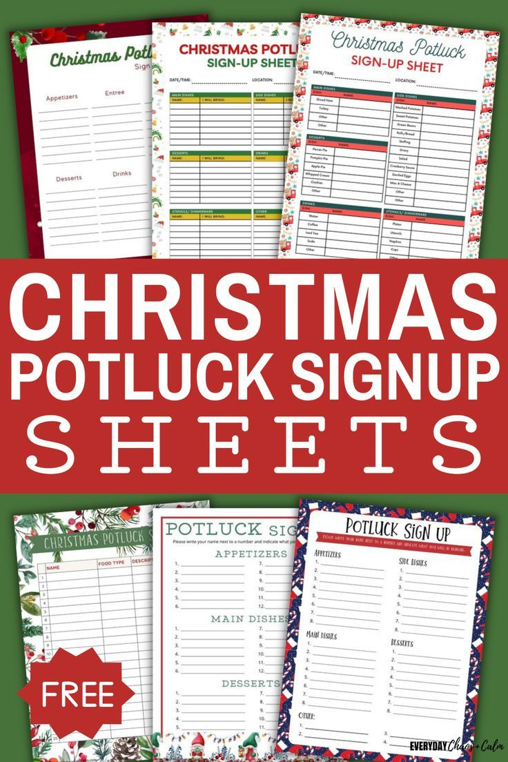 7 Free Printable Christmas Potluck Sign Up Sheets with regard to Christmas Party Food List Template