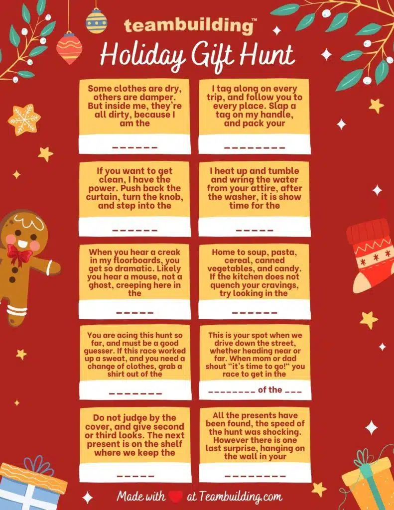 9 Best Holiday Scavenger Hunt Templates (Printable!) inside Christmas Scavenger Hunt Template