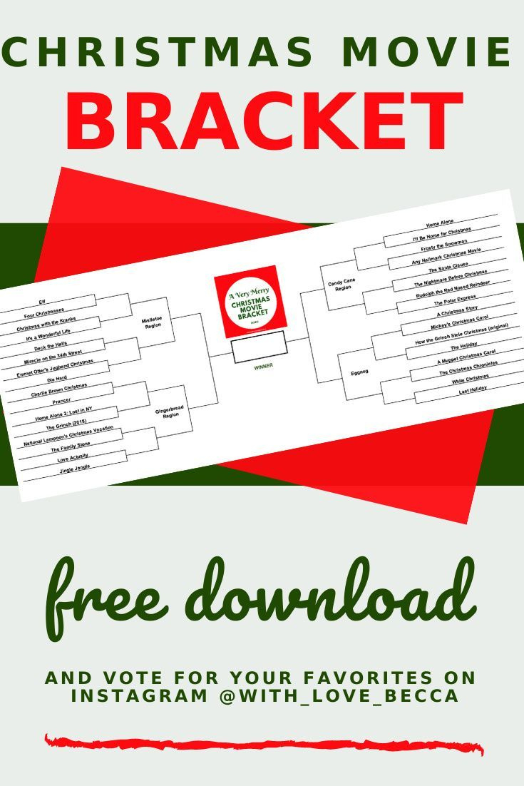 A Very Merry Christmas Movie Bracket: 2020 - With Love, Becca regarding Christmas Movie Bracket Template