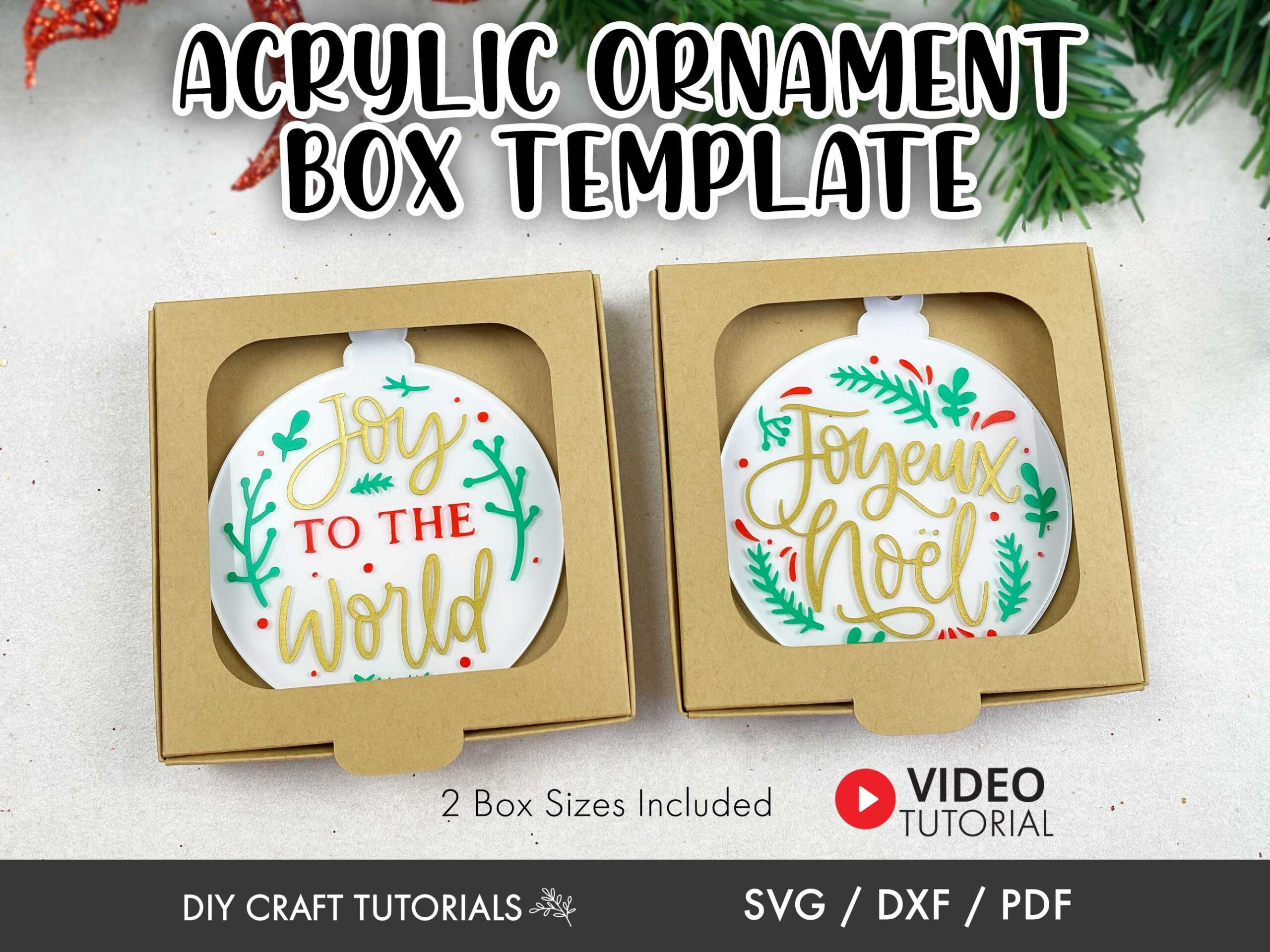 Acrylic Ornament Gift Box Svg, Gift Box Svg, Christmas Ornament in Christmas Ornament Box Template