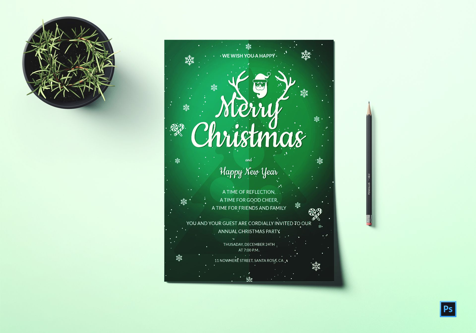 Annual Christmas Party Invitation Template In Adobe Photoshop inside Christmas Party Invitation Template Photoshop