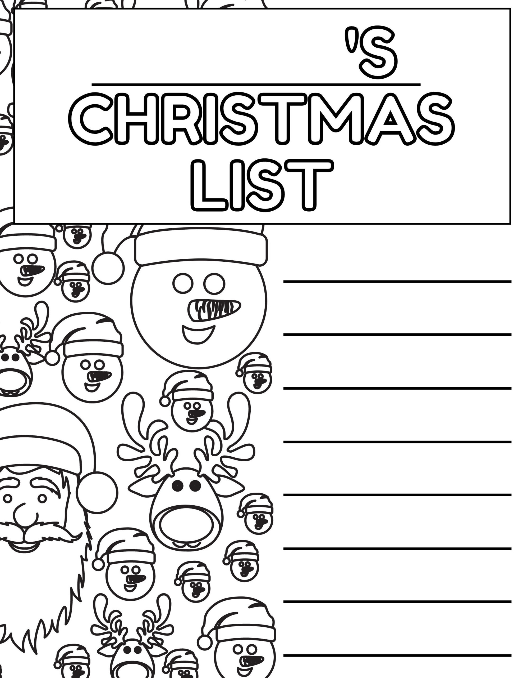 Ausmalen Wünschliste Für Kinder Liste Für Santa pertaining to Christmas List Coloring Template