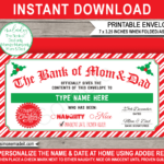 Bank Of Mom & Dad Christmas Envelope Intended For Christmas Money Gift Certificate Template