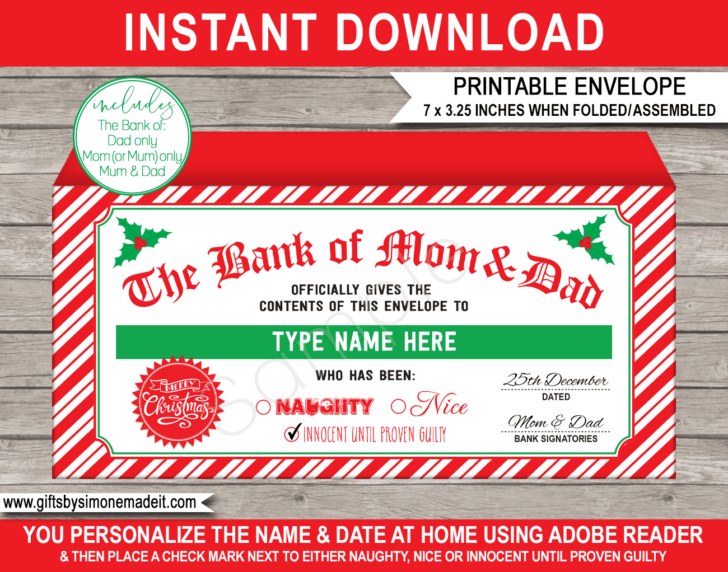 Christmas Money Gift Certificate Template Christmas Money Gift Certificate Template