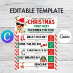 Bearbeitbare Christmas Spirit Week Flyer Vorlage (Canva)   Etsy.de With Regard To Christmas Spirit Week Flyer Template