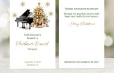 Bearbeitbare Gold-Weihnachtsklavier-Musikprogrammvorlage within Christmas Piano Recital Template