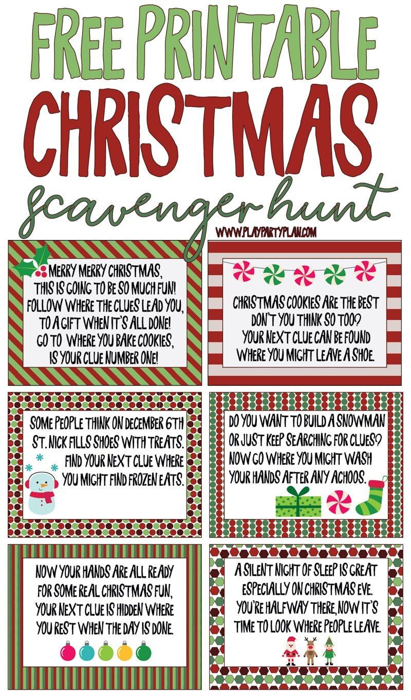 Best Ever Christmas Scavenger Hunt - Play Party Plan regarding Christmas Treasure Hunt Template