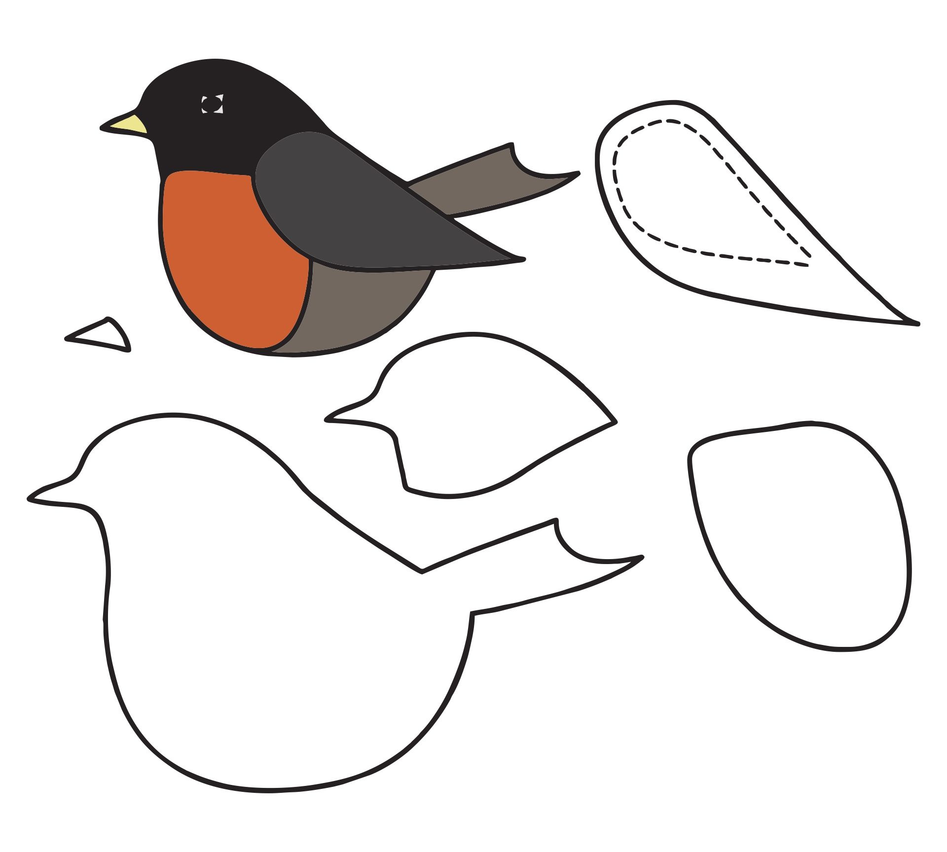 Bird Christmas Ornament Patterns - 15 Free Pdf Printables | Printablee pertaining to Christmas Robin Template Printable