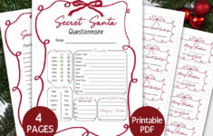 Bow Secret Santa Survey Questionnaire, Coworker Office Gift Exchange Party  Christmas Party Game Holiday Dinner Wish List Template Editable regarding Christmas Party Survey Template