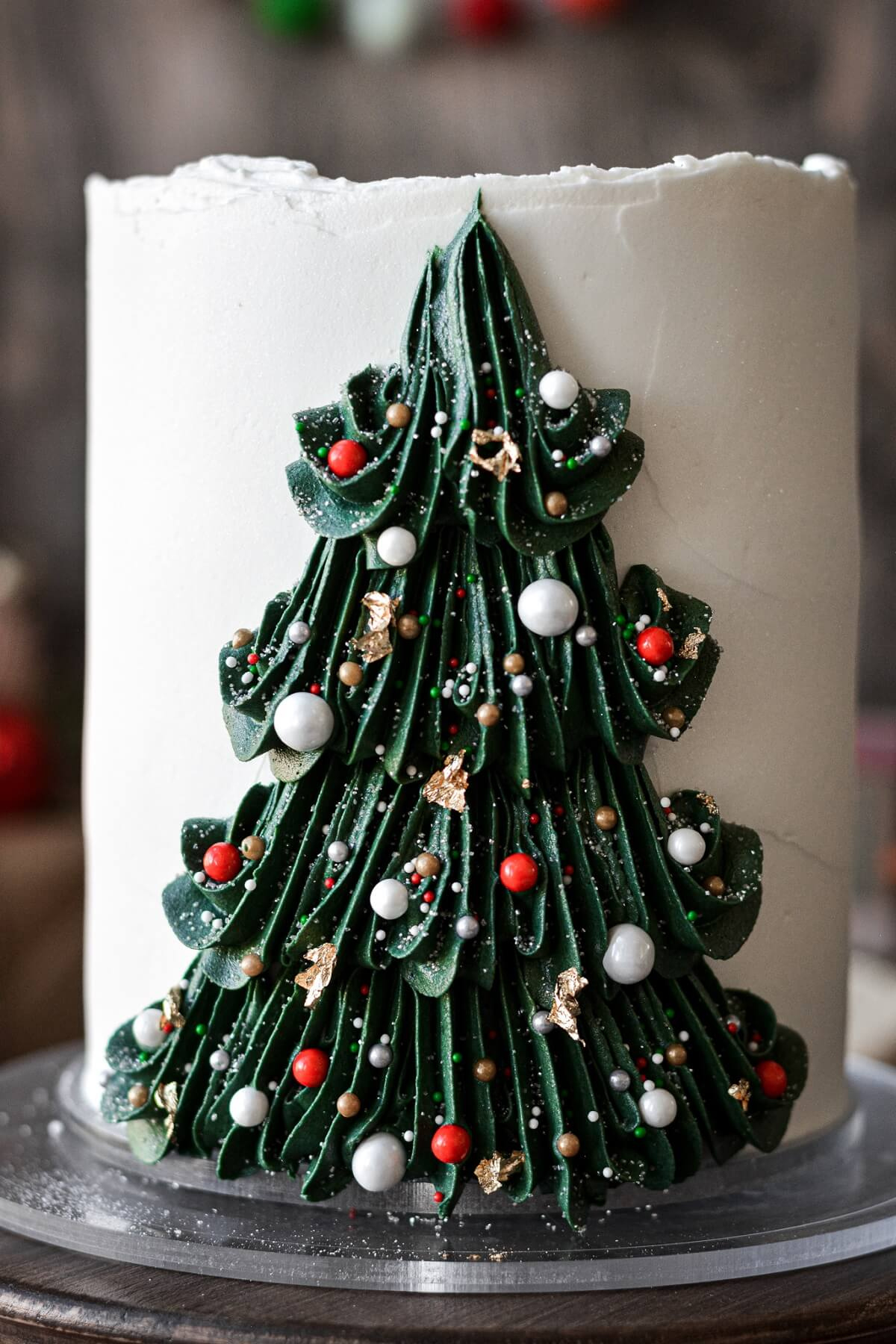 Buttercream Christmas Tree Cake Tutorial - Curly Girl Kitchen inside Christmas Tree Cake Template