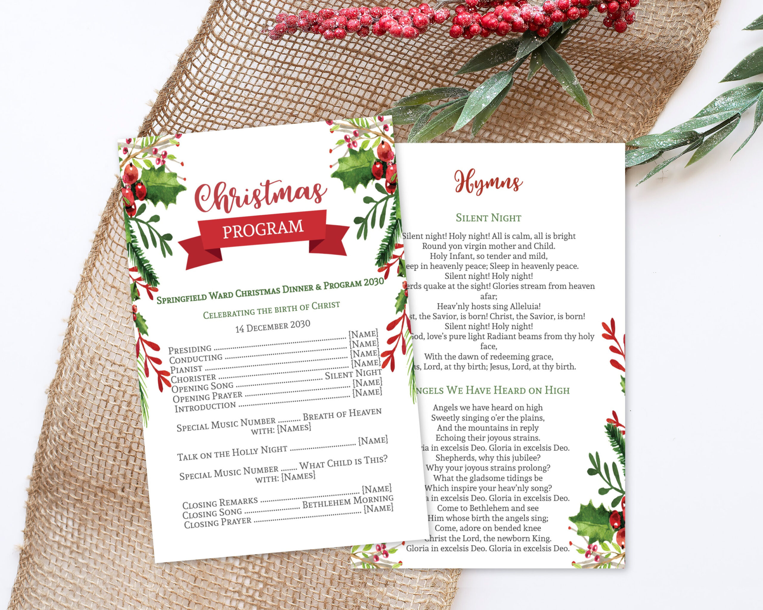 Buy Christmas Program, Editable Template, Christmas Natividad regarding Christmas Program Card Template
