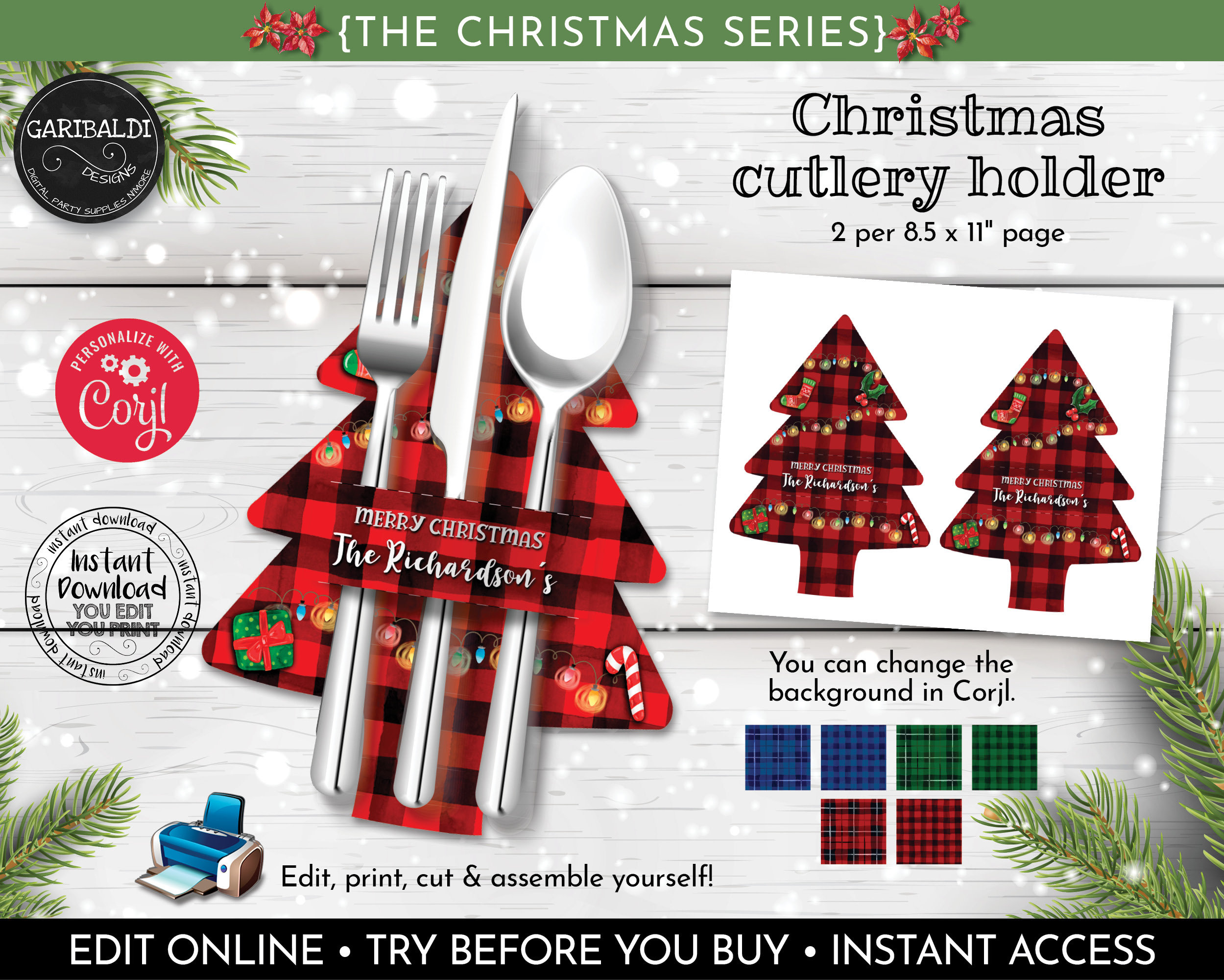 Buy Printable Christmas Silverware Holders Christmas Tree Cutlery pertaining to Christmas Tree Cutlery Holder Template