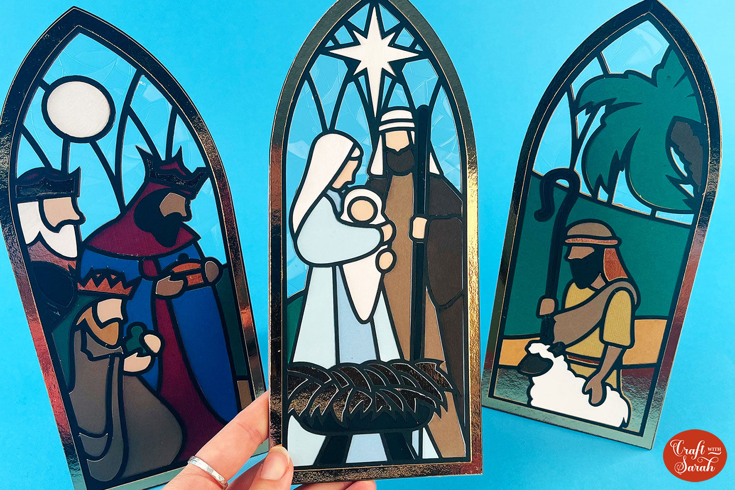 Ccc 2024 Day 09: &amp;quot;Stained Glass&amp;quot; Nativity Windows - Craft With Sarah throughout Christmas Stained Glass Window Craft Template