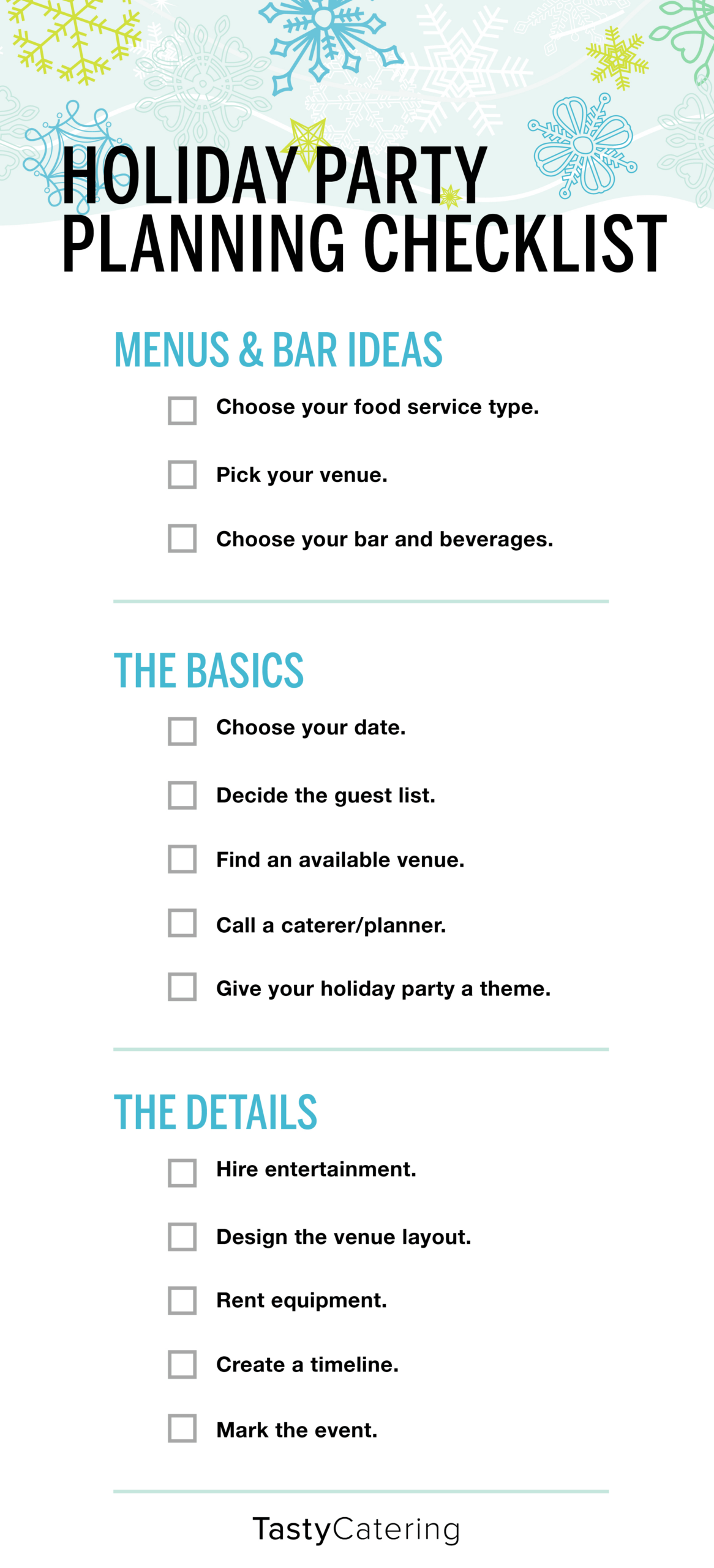 Chicago Company Holiday Party Planning Checklist | Tasty Catering for Christmas Party Planning Checklist Template