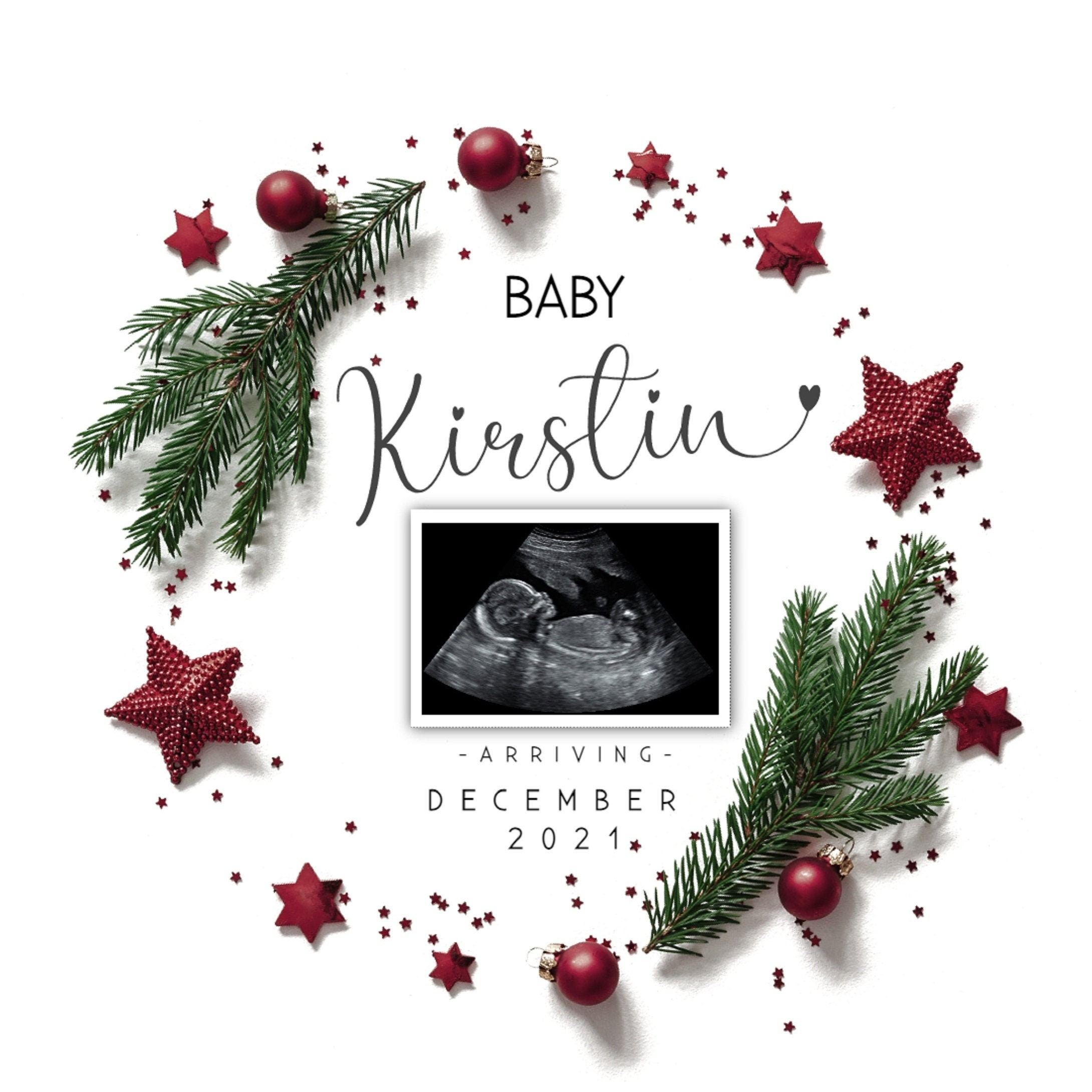 Christmas Baby Announcement Template, Editable Pregnancy Announce pertaining to Christmas Pregnancy Announcement Template Free