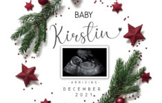 Christmas Baby Announcement Template, Editable Pregnancy Announce with regard to Christmas Pregnancy Announcement Free Template