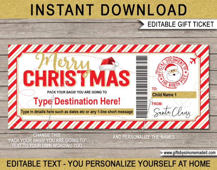 Christmas Plane Ticket Template Christmas Plane Ticket Template