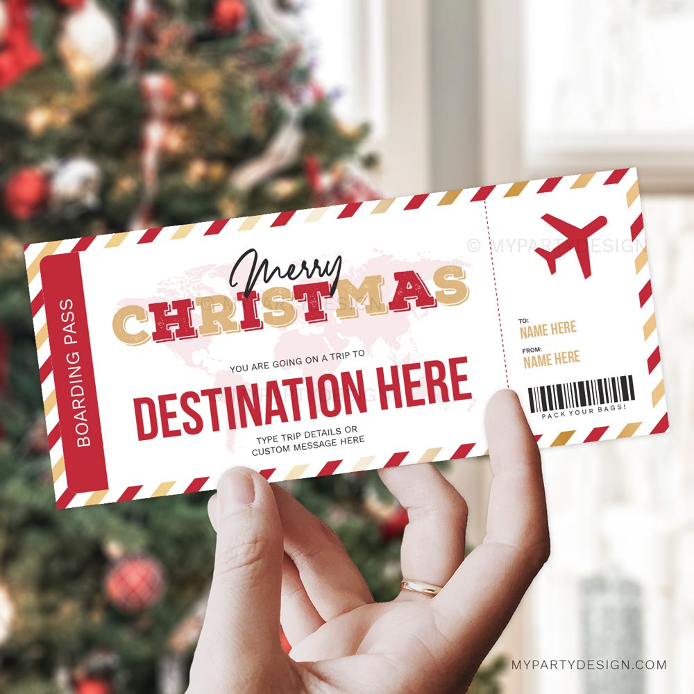 Christmas Boarding Pass Template Printable - My Party Design with Christmas Travel Gift Certificate Template