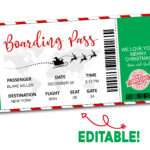 Christmas Boarding Pass Ticket Template, Surprise Airline Gift With Christmas Plane Ticket Template