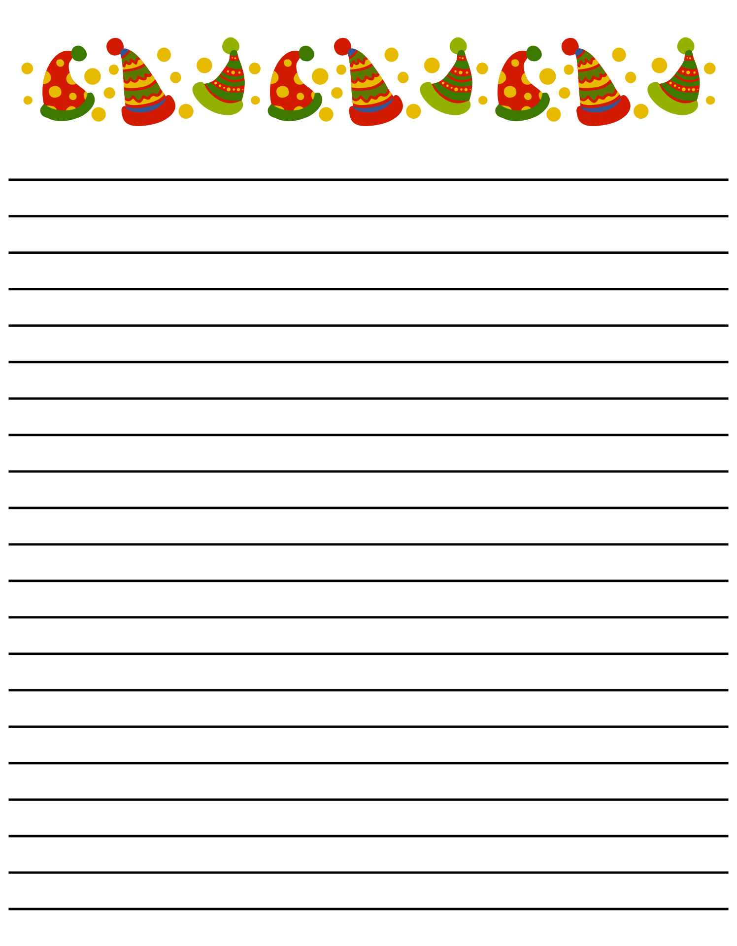 Christmas Border Lined Writing Paper - 5 Free Pdf Printables inside Christmas Lined Paper Template