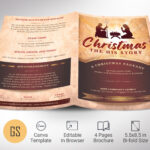 Christmas Cantata Program Template, Nativity Church Bulletin With Christmas Pageant Program Template